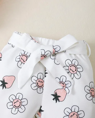 Miniatura 46 de Renotemy Conjunto de ropa para bebé recién nacida, mameluco con volantes, pantalones florales, lindo conjunto de ropa para bebé niña