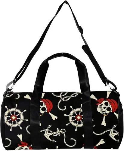 Miniatura 2 de Bolsa de gimnasio pequeña bolsa de deporte para yoga, calavera de timón de ancla, bolsa de fitness al aire libre, Color 4039
