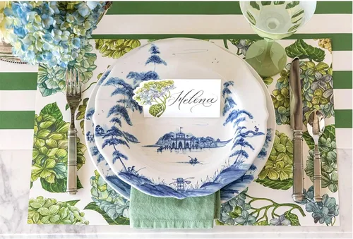 Miniatura 2 de Hydrangeas - Manteles individuales de papel para mesa de comedor, manteles individuales desechables florales para la temporada de primavera