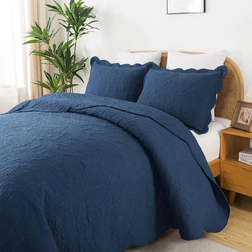 Miniatura 132 de HoneiLife - Juego de colcha de tamaño Queen, juego de ropa de cama de pana bordada de 3 piezas, colcha de lujo, ligera, cálida, para todas las Pana