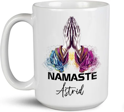 Miniatura 17 de Taza de café personalizada con nombre para yoga, taza de té de yoga con divertido diseño de perezoso, taza de inspiración para yoga y amantes