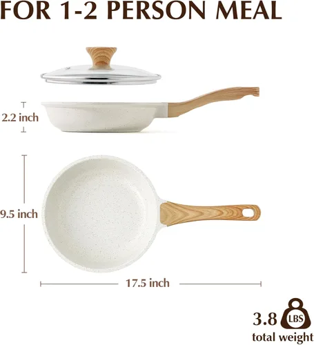 Miniatura 9 de SENSARTE Sartén antiadherente de cerámica con tapa, sartén para saltear de 9.5 pulgadas, sartén para tortilla saludable y sin tóxicos para chefs