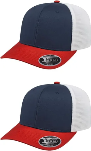Miniatura 117 de Cap America i8502 Flexfit 110 Premium - Gorra de camionero de perfil medio con 6 paneles de malla trasera con protección UV y cierre ajustable Azul