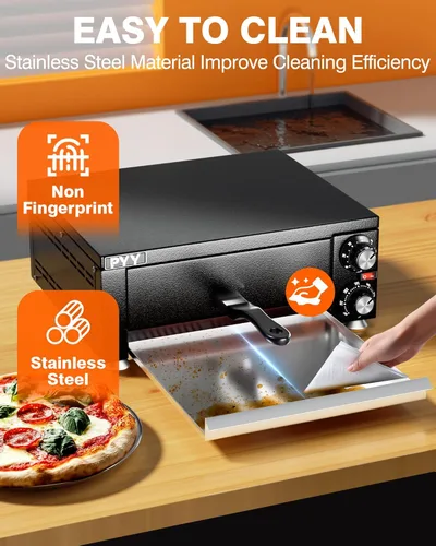 Miniatura 5 de PYY Horno eléctrico para pizza de 12 pulgadas, para encimera, para interiores, máquina para hacer pizza comercial para el hogar con temporizador