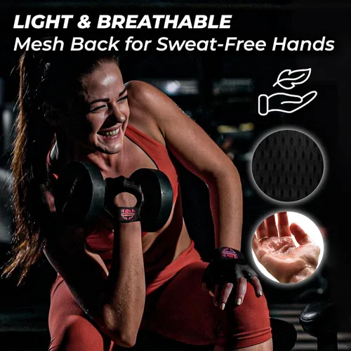 Miniatura 14 de Guantes de entrenamiento FIGHTSENSE para hombres y mujeres, guantes de levantamiento de pesas con palma acolchada de silicona antideslizante
