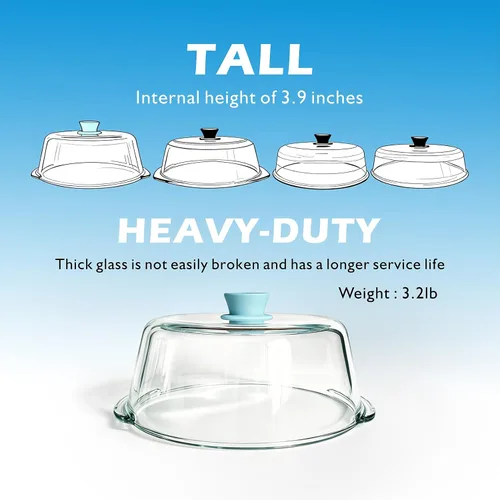 Miniatura 7 de Tapa alta de vidrio para microondas contra salpicaduras para alimentos con orificio de ventilación 100% segura para alimentos, tapa protectora