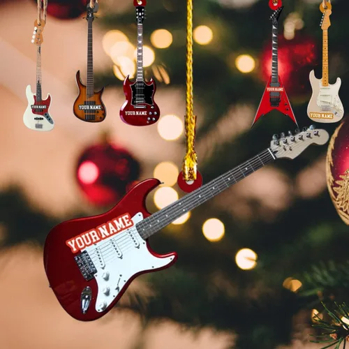 Miniatura 16 de MoonArt Adorno personalizado de guitarra de piano, nota musical de piano, adorno con forma de madera acrílica, regalo para amantes de la guitarra