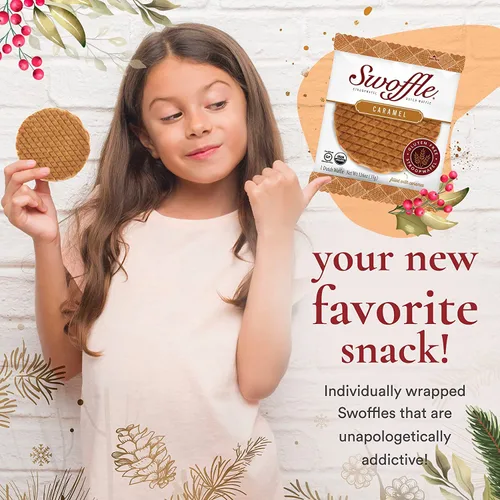 Miniatura 4 de Stroopwafels Orgánicos Certificados Sin Gluten de Swoffle - Relleno de Caramelo (16) Obleas de 1.16oz Sin OGM, Sin Trigo, Kosher, Sin Soja y Sin