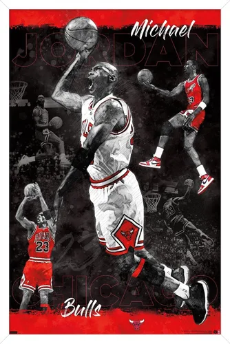 Miniatura 13 de Trends International Michael Jordan - Póster de pared de bosquejo, 14.725 x 22.375 pulgadas, versión enmarcada de madera de granero