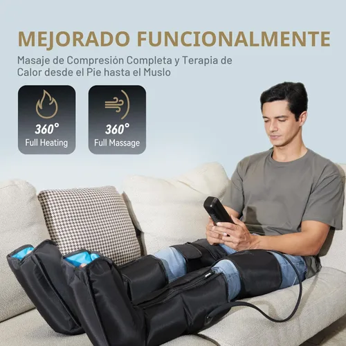 Miniatura 2 de FIT KING Masajeador de piernas de compresión de aire con calor y compresión para circulación y alivio del dolor, masajeador completo de piernas