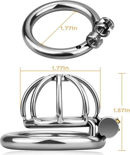 Miniatura 4 de Romi Dispositivo de castidad masculina de acero inoxidable, jaula para pene bloqueada, juguetes sexuales para hombres, parejas, transpirable, ajuste