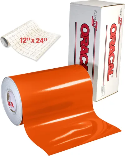 ORACAL 651 - Rollo de vinilo permanente con respaldo adhesivo naranja brillante para cortadores de manualidades, perforadores y cortadores de