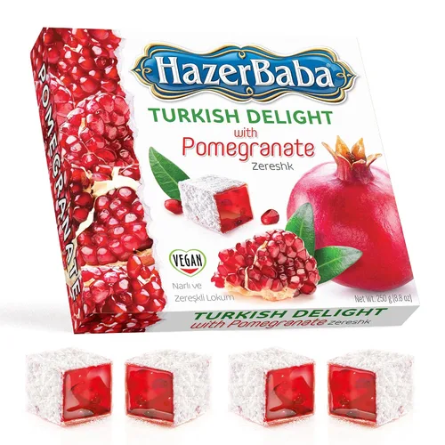 Miniatura 12 de Hazer Baba - Caramelos turcos, sabor a granada y zereshk, 16 onzas (paquete de 1), caja de aperitivos gourmet, aperitivo tradicional, vegano, lokum