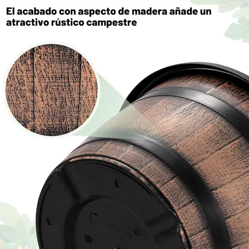 Miniatura 4 de Quarut Macetas de barril marrón de 6 pulgadas con agujeros de drenaje y platillo, juego de 4, plantas para interiores y exteriores para el hogar