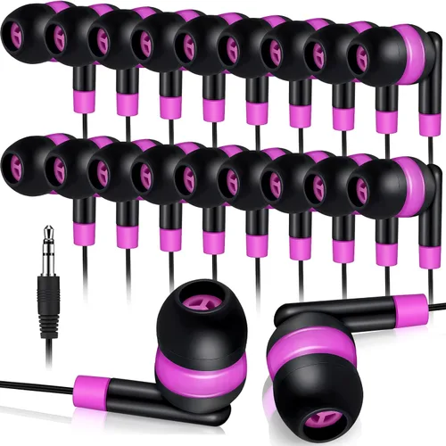 Miniatura 14 de Kanayu Paquete de 100 auriculares con cable a granel para aulas, auriculares básicos para estudiantes, sin micrófono, con conector de 0.138 in