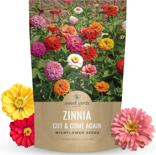 Miniatura 9 de Zinnia Cut & Come Again Mix - Bolsa a granel de 1 libra - 60,000 semillas de flores para plantar - Zinnia elegans