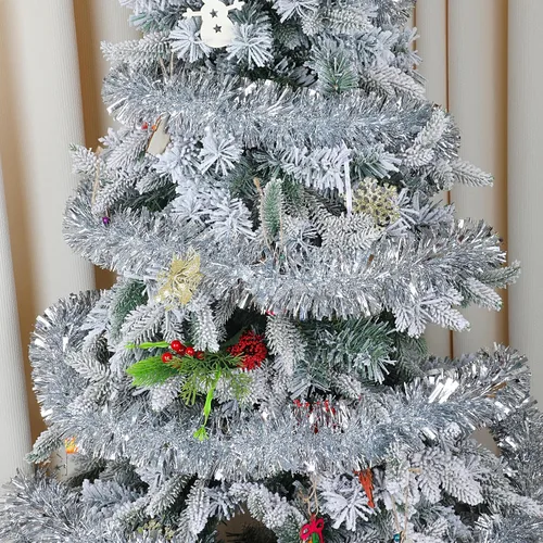 Miniatura 5 de DECORA - Guirnalda de oropel plateado de 33 pies, guirnalda de oropel metálico colgante para árbol de Navidad, decoración para el hogar y fiestas