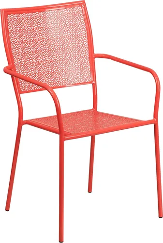 Miniatura 4 de Flash Furniture Juego de mesa de patio plegable de acero para interiores y exteriores de 30 pulgadas de grado comercial con 2 sillas cuadradas
