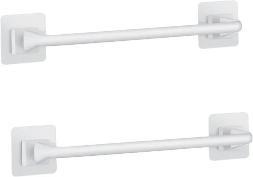 Liitrton Toallero autoadhesivo sin taladro, colgador de toallas de mano para baño y cocina, almacenamiento automático (L, blanco)