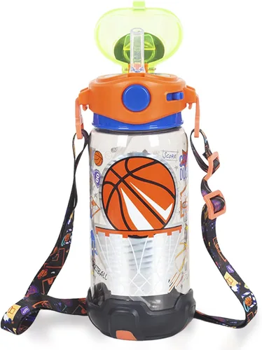 Miniatura 20 de Botella de agua para niños con pajita/cordón para niños de la escuela, niños y niñas, 22 oz / 650 ml, sin BPA, botella de agua para beber