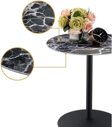 Miniatura 3 de Lilola Home Mesa auxiliar Circa con tapa de vidrio texturizado de mármol negro