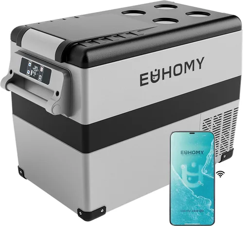 Miniatura 11 de Euhomy - Refrigerador de automóvil, 12 voltios, 35L (38 qt), refrigerador RV con 12/24 V CC y 120-240 V CA, refrigerador y congelador
