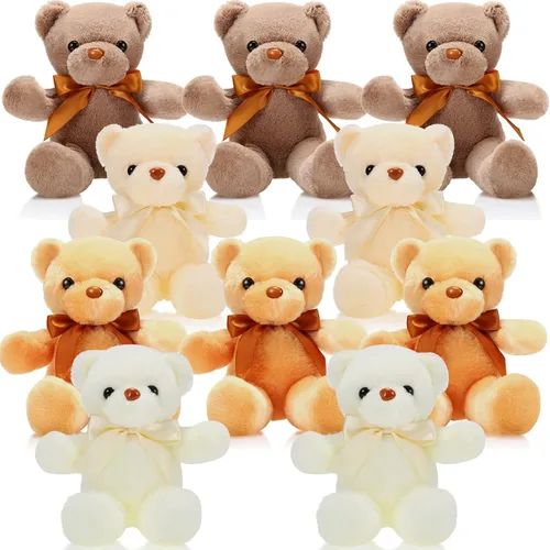 Skylety 10 osos de peluche a granel de 12 pulgadas, osos de peluche suaves de regalo con lazo de cinta para cumpleaños, baby shower, boda, Colores