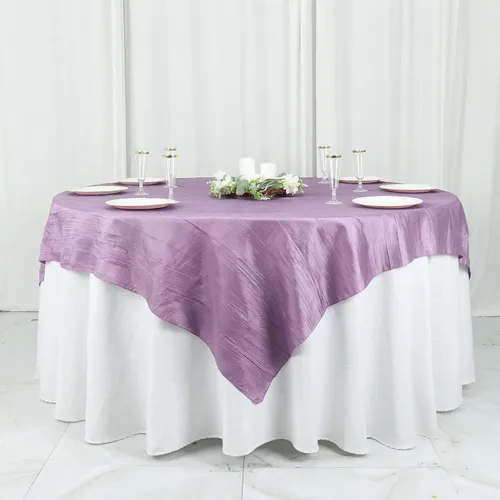 Miniatura 16 de Tableclothsfactory Mantel cuadrado de tafetán arrugado de acordeón beige de 72 x 72 pulgadas