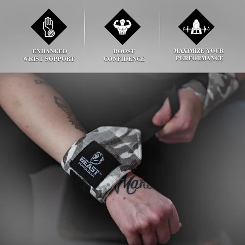 Miniatura 3 de Improved Lifting Support & Stability - Gym Wrist Wraps for Weightlifting 14" Premium Quality Hand Wraps with Thumb Loop - Weight Lifting Wrist Wraps