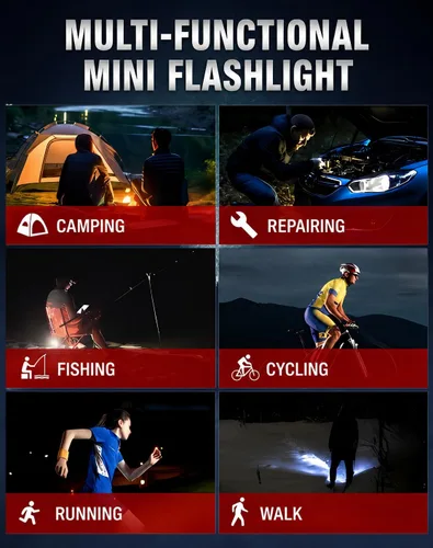 Miniatura 6 de Linterna EDC de bolsillo, linterna LED ultrafina de 0.315 in recargable, 600 lúmenes, 8 modos mini linterna para automóvil, hogar, campamento