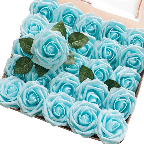 Miniatura 51 de Floroom Flores artificiales de espuma, aspecto real, con tallos, para manualidades, ramos de boda, centros de mesa, despedida de soltera, fiesta, 25