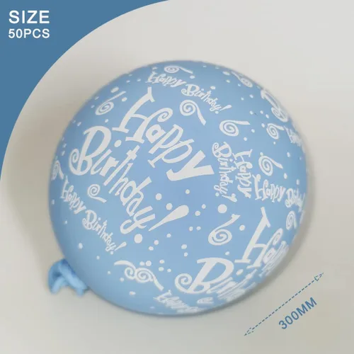 Miniatura 3 de 52 globos azules de cumpleaños con patrón de fiesta de cumpleaños para niños, decoración adecuada para fiestas de cumpleaños de niñas y niños, baby