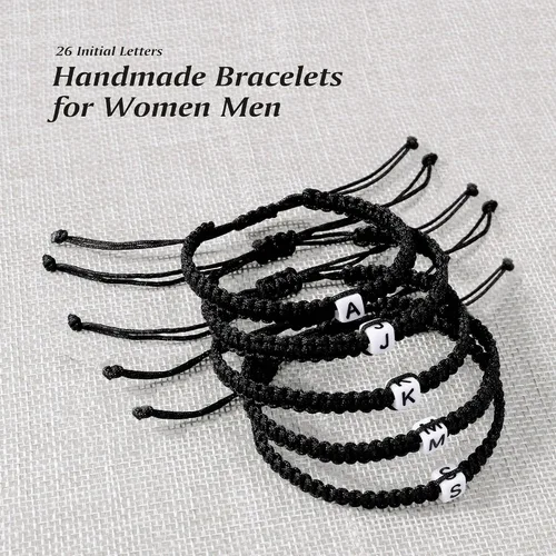 Miniatura 6 de Pulseras hechas a mano, pulseras para mujeres y hombres, pulsera ajustable con inicial, regalos de joyería para mamá, esposa, novia, ella, amigos