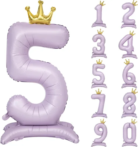 Miniatura 31 de Globos de aluminio grandes con corona negra número 0 para niños y niñas, cumpleaños, boda, aniversario, fiesta, baby shower, suministros 0