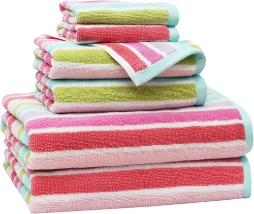 Miniatura 30 de ORIGINAL KIDS Juego de 6 toallas – Bath Time Sugar & Spice – 2 toallas, 2 toallas de mano y 2 paños – 100% algodón jacquard suave absorbente toalla