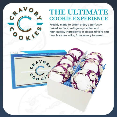 Miniatura 4 de The Cravory: Ube Cookies - 12 galletas, 2.0 onzas cada una, envueltas individualmente, horneadas frescas, postres gourmet, aperitivos o productos