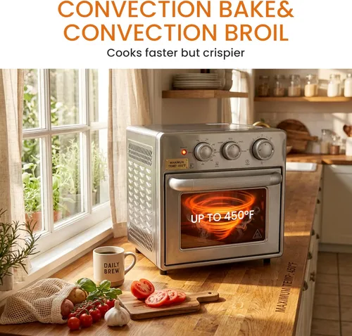 Miniatura 6 de Simple Deluxe Combo de horno tostador con freidora de aire de 16.9 cuartos de galón, horno de convección 5 en 1 con freidora de aire, parrilla
