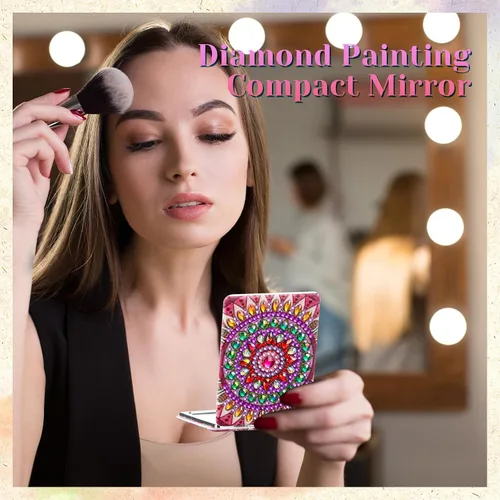 Miniatura 6 de Weysat 10 piezas de pintura de diamante compacto espejo portátil de bolsillo para bolso de bolsillo con cubierta de pintura de diamantes