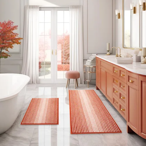 Miniatura 88 de BSICPRO Juegos de Alfombras y Tapetes para Baño, Juego de Alfombra de Baño de Felpilla Gruesa Absorbente de 2 Piezas Antideslizante, Tapetes Suaves