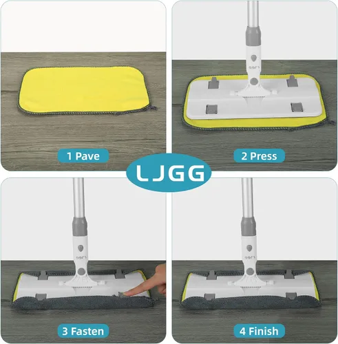 Miniatura 7 de Mopa plana de microfibra reutilizable para limpieza de pisos, base de aluminio de 10.8 pulgadas (10.8 in) con mango de aluminio de 52 pulgadas