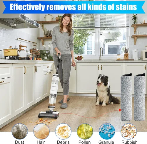 Miniatura 5 de Rodillos de cepillo de repuesto compatibles con Tineco Floor ONE S3/iFloor 3 Breeze - Rodillos inalámbricos para aspiradora en seco y húmedo