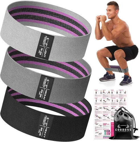 Miniatura 10 de Bandas de resistencia de tela para entrenar - Bandas de ejercicio para mujeres y hombres, bandas de trasero para piernas y glúteos, yoga, pilates