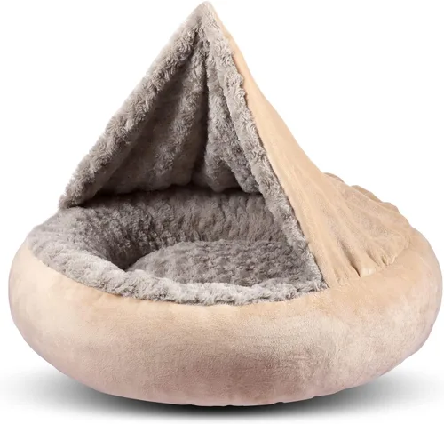 GASUR Cozy Cuddler - Cama pequeña para perros y gatos con forma de dona redonda que alivia el instinto animal de cavar, con manta para mascotas;