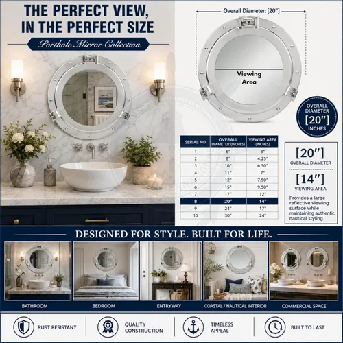 Miniatura 2 de Nagina International Espejo de aluminio chapado en níquel para decoración de baño (20 pulgadas)
