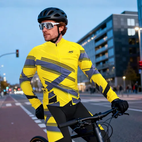 Miniatura 53 de sponeed Ropa de ciclismo para hombre, manga larga, para bicicleta de montaña, camiseta de bicicleta de carretera, pantalones acolchados, trajes