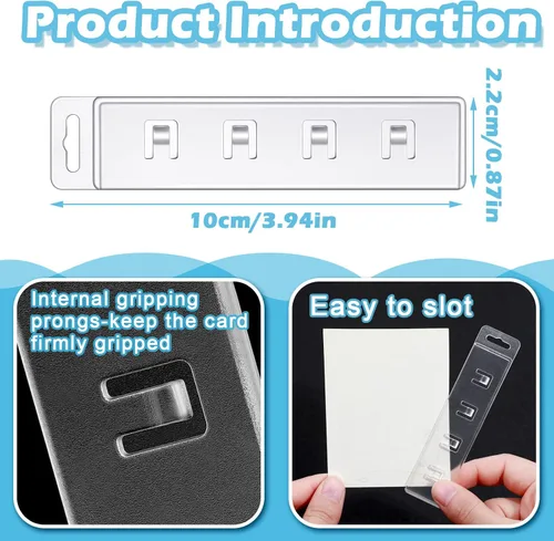 Miniatura 2 de Sinmoe Paquete de 10 soportes para tarjetas de identificación verticales, de plástico transparente, clips de identificación de medio lado, clips