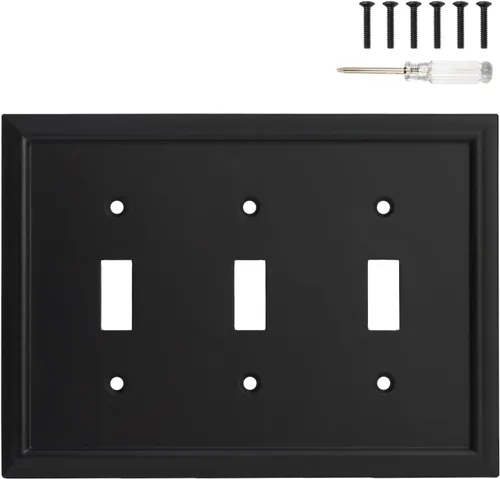 Miniatura 18 de Placa de pared, cubiertas de toma de corriente dúplex, cubierta de interruptor de luz negro mate - Placa de cubierta de toma de corriente eléctrica