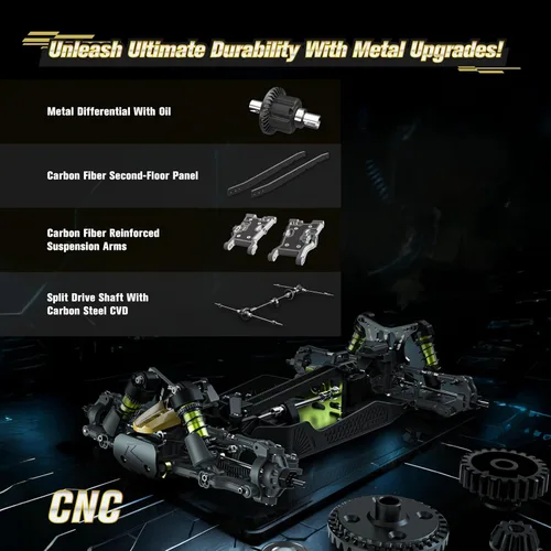 Miniatura 6 de RLAARLO 1/10 Coches RC sin escobillas, RTR Monster Truck, 4 × 4 RC Buggy, MAX 50+ MPH, 4WD, impermeable, fibra de carbono, negro, a partir de 14 años