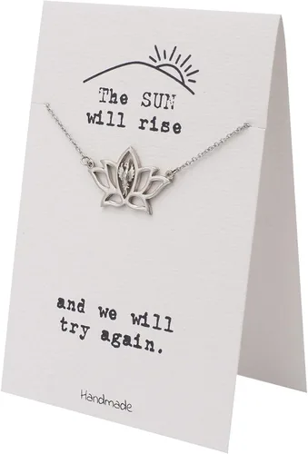 Miniatura 6 de QUINNLYN & CO. Phoenix Om - Collar con colgante de flor de loto, regalos hechos a mano para mujeres con cita inspiradora en tarjeta de felicitación