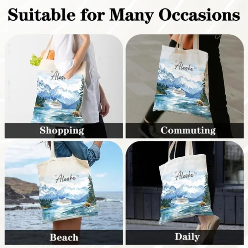 Miniatura 8 de Bolsa de Lona VeloKomo para Regalo - Divertidas Bolsas de Tela Reutilizables Vintage para Mujeres Amantes de las Compras y la Lectura